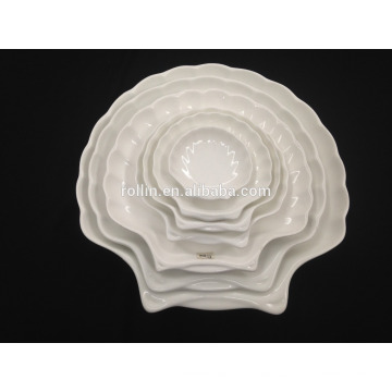 Hotel&Restaurant white ceramic plates, shell shape Ceramic dipping plates wholesale,porcelain sauce dinner ware